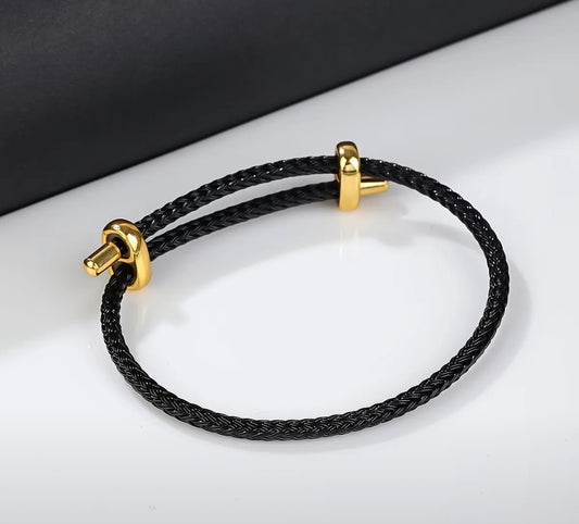 Pulsera negra de cuero unisex